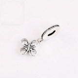 925 Silver Clover Flower Crystal Pendant Bead Charms for Bracelets Necklaces