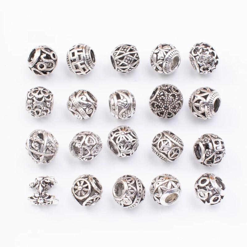 20pcs Tibetan Silver European Charms Beads for Bracelet Making
