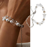Harajuku Crystal Star Pentagram Pearl Beaded Bracelet For Women