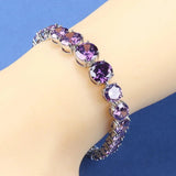 925 Silver Chain Bracelet Round CZ Wedding Jewelry for Women