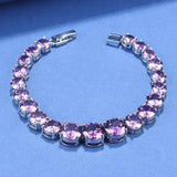 925 Silver Chain Bracelet Round CZ Wedding Jewelry for Women
