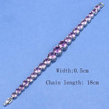 925 Silver Chain Bracelet Round CZ Wedding Jewelry for Women