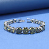 925 Silver Chain Bracelet Round CZ Wedding Jewelry for Women
