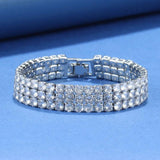 925 Silver CZ Bridal Wedding Bracelet Adjustable Length 18+3 CM
