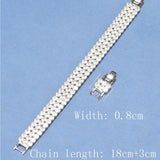 925 Silver CZ Bridal Wedding Bracelet Adjustable Length 18+3 CM