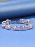 Bridal Wedding 925 Silver Zircon Charm Bracelet For Women