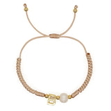 Golden A-Z Letter Freshwater Pearls Bracelet for Women Men