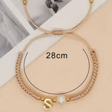 Golden A-Z Letter Freshwater Pearls Bracelet for Women Men