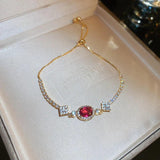 Red Zircon Stainless Steel Adjustable Bracelet Girl Charm Bracelet