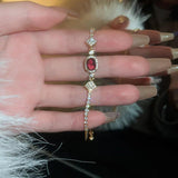Red Zircon Stainless Steel Adjustable Bracelet Girl Charm Bracelet