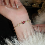Red Zircon Stainless Steel Adjustable Bracelet Girl Charm Bracelet