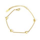 Heart Charms Link Chains Bracelets Stainless Steel For Women Girl Bangle