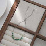 Green Zircon Charm Bracelet - Stainless Steel Bracelet