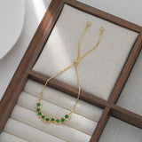 Green Zircon Charm Bracelet - Stainless Steel Bracelet