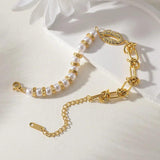 Women's Lip Rhinestone Charm Bracelet Stainless Steel Chain Plated Pearl Gift