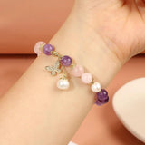 Amethyst Butterfly Charm Bracelet for Women