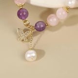 Amethyst Butterfly Charm Bracelet for Women