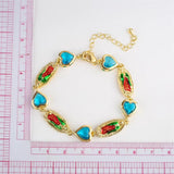 Virgin Mary Heart Bracelet Women Tennis CZ Crystal Green Pink Charm Jewelry