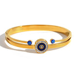 Vintage 316L Stainless Steel Evil Eye Bracelet Charm Bangles for Women