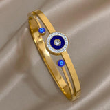 Vintage 316L Stainless Steel Evil Eye Bracelet Charm Bangles for Women