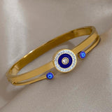 Vintage 316L Stainless Steel Evil Eye Bracelet Charm Bangles for Women