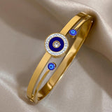 Vintage 316L Stainless Steel Evil Eye Bracelet Charm Bangles for Women