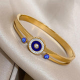 Vintage 316L Stainless Steel Evil Eye Bracelet Charm Bangles for Women