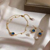 Crystal Pearl Charm Bracelet for Women Stainless Steel Jewelry Gift