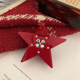 Red Acetate Hair Claw Clip Small Large Crystal Star Clamp Grab Hairpin