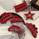 Red Acetate Hair Claw Clip Small Large Crystal Star Clamp Grab Hairpin
