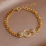 Crystal Leopard Charm Bracelet for Women