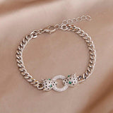 Crystal Leopard Charm Bracelet for Women
