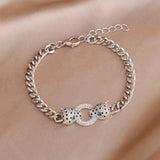 Crystal Leopard Charm Bracelet for Women