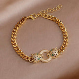 Crystal Leopard Charm Bracelet for Women