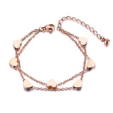 Heart Charm Double Layers Bracelet Stainless Steel Bohemia Jewelry