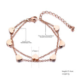 Heart Charm Double Layers Bracelet Stainless Steel Bohemia Jewelry
