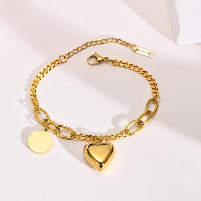 Heart Bracelet, Double Chain Pearl Bracelets for Women Charms Jewelry