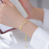 Zircon Tulip Flower Bracelet Opal Beads Adjustable Charm Jewelry