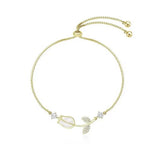 Zircon Tulip Flower Bracelet Opal Beads Adjustable Charm Jewelry