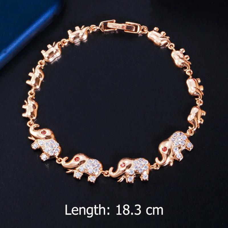 Pera Elephant Charm Bracelet 585 CZ Wedding Jewelry B186