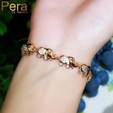 Pera Elephant Charm Bracelet 585 CZ Wedding Jewelry B186