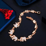 Pera Elephant Charm Bracelet 585 CZ Wedding Jewelry B186