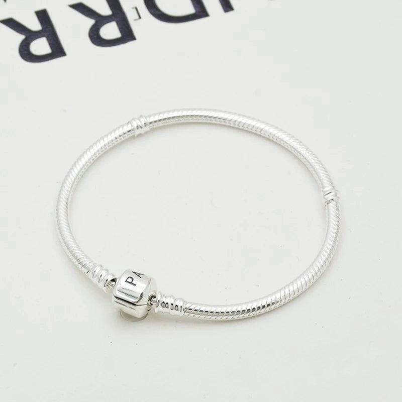 Silver Plated Heart Chain Bead Charm Bracelet