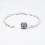 Silver Plated Heart Chain Bead Charm Bracelet