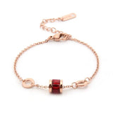 Roman Numerals CZ Chain Link Bracelet Titanium Steel Charms Women Wedding