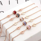 Roman Numerals CZ Chain Link Bracelet Titanium Steel Charms Women Wedding