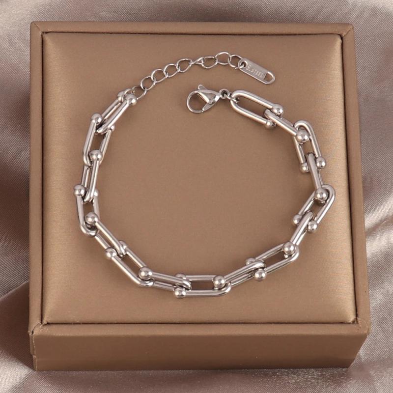 Punk Stainless Steel Charm Chain Bracelet For Women