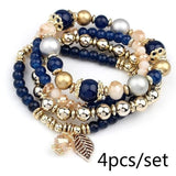 4Pcs Bohemia Tassels Charm Beaded Bracelet Set for Women