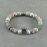 Micro Pave CZ King Crown Charm Bracelet Men Women Couple Matching Bracelet Gift