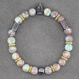Micro Pave CZ King Crown Charm Bracelet Men Women Couple Matching Bracelet Gift